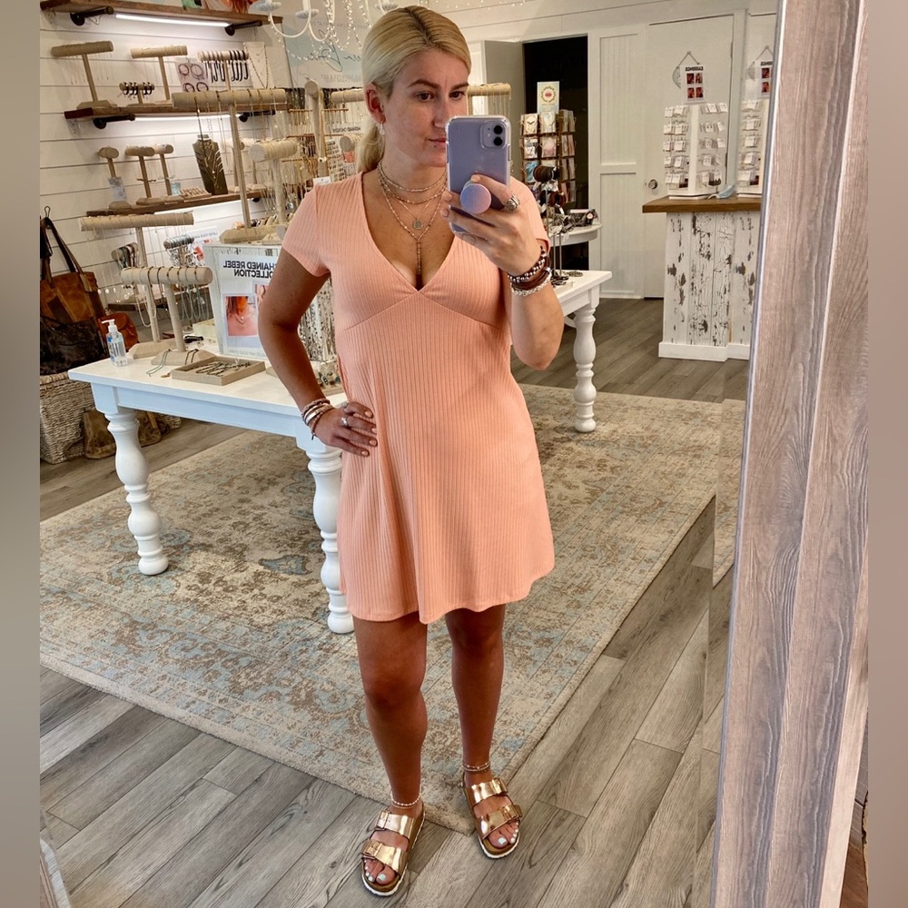 Forever 21 Coral V-Neck Dress